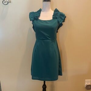 Boutique teal cocktail dress ruffle sleeves WOMENS XL **NEW WITH TAGS**